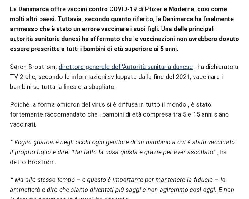 La Danimarca offre vaccini contro COVID-19 di Pfizer e Moderna