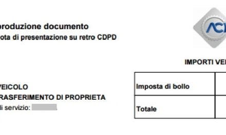 Tassa di trasferimento autoveicolo
